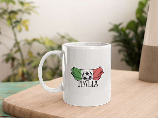 Italian Pride 15oz Soccer Mug – Flag & Ball Design for Fans